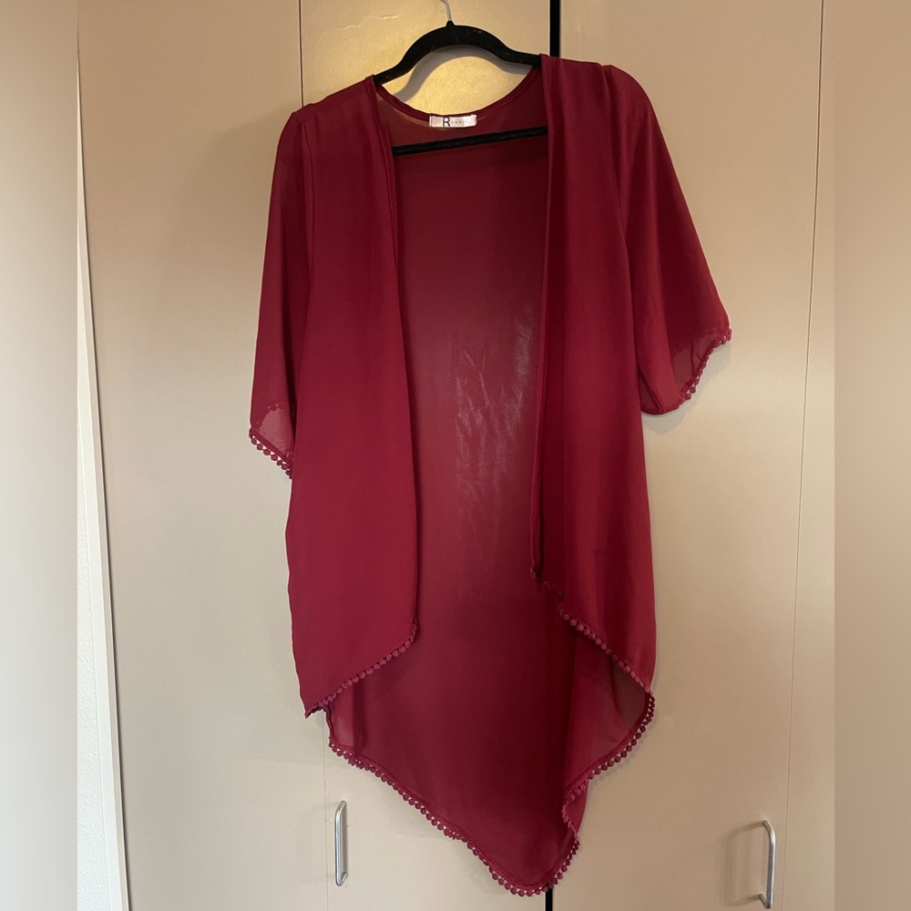 Burgundy lightweight short sleeve open shirt